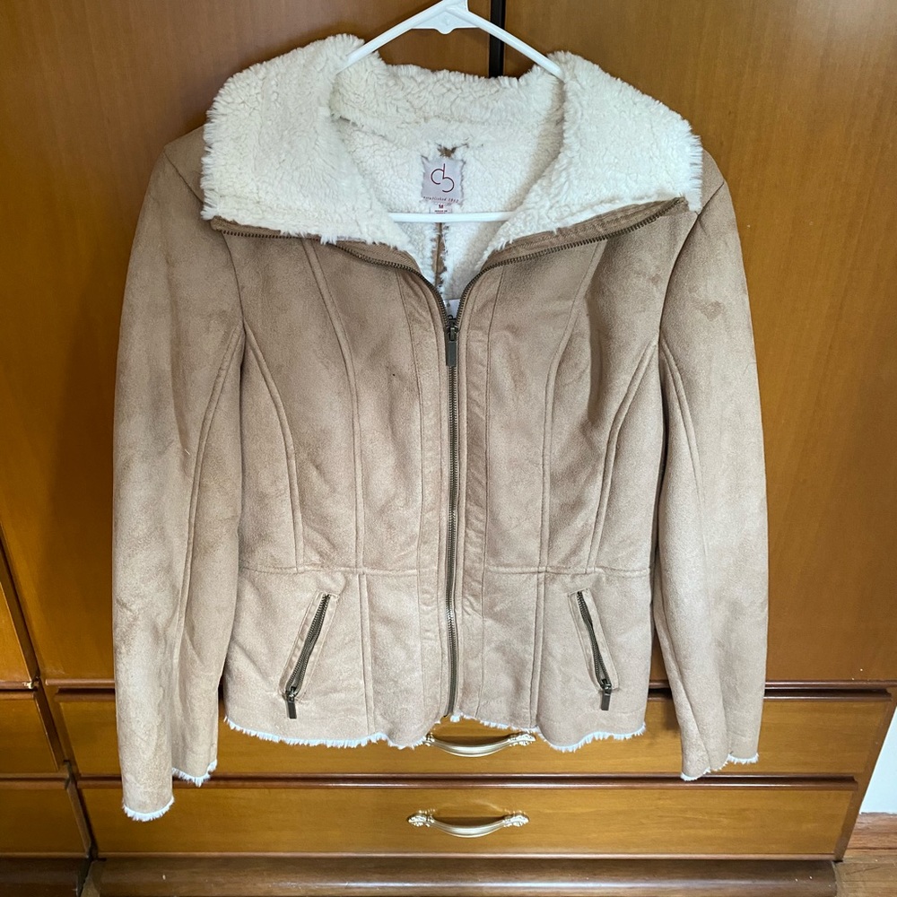 Tan/light brown suede Sherpa lined jacket